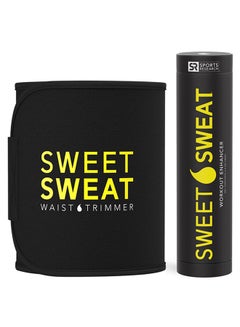 Buy Sweet Sweat Waist Trimmer With Workout Enhancer Stick Black/Yellow Medium in UAE