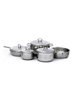 Buy 9-Piece Iron Cookware Set Silver in Saudi Arabia