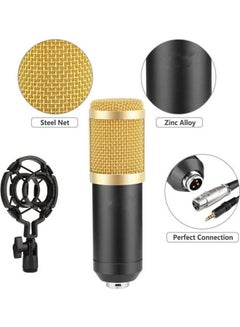 Buy Professional Condenser Microphone 3.5mm jack With Shock Mount Golden in UAE