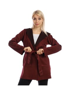 Buy Casual Long Chamois  Sweat Shirt With Hood Burgundy in Egypt