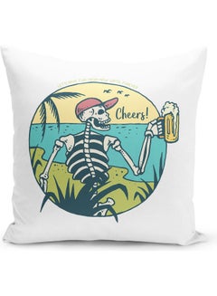 Buy Decorative Throw Beach Skeleton Pillow White 16 x 16inch in UAE