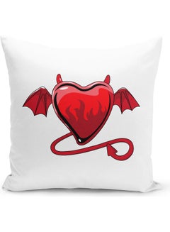 Buy Decorative Throw Lucifer Heart  Pillow White 16 x 16inch in UAE