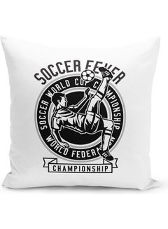 Buy Decorative Throw Soccer Fever Pillow White 16 x 16inch in UAE