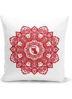 Buy Decorative Throw Christmas Design  Pillow White 16 x 16inch in UAE