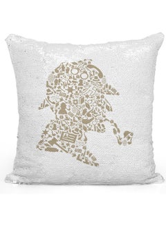 Buy Decorative Throw Pipe Sequin Pillow White 16 x 16inch in UAE