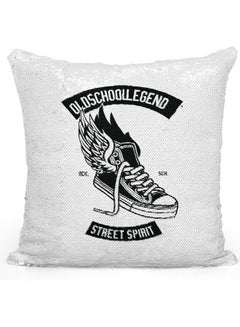 Buy Decorative Throw Converse Style Sequin Pillow White 16 x 16inch in UAE