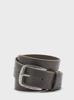 Buy Paul Logo Detail Belt Dark Brown/Silver in UAE