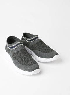 Buy Mesh Pattern Slip-On Low Top Sneakers Grey in Saudi Arabia