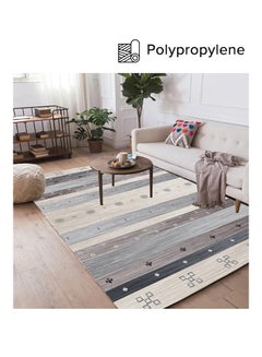 Buy Printed Floor Carpet Polypropylene Beige/Brown/Grey 200x140cm in UAE