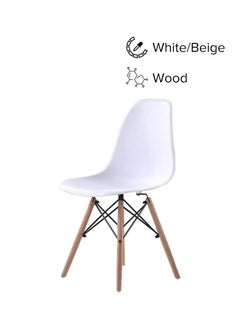 Buy Wooden Office Chair White/Beige 46x81x40cm in Saudi Arabia