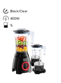 Buy Blender With Stainless Steel Grinder And Grater Mill + Extra Jar 1.0 L 400.0 W BL415-B5 Black/Clear in UAE