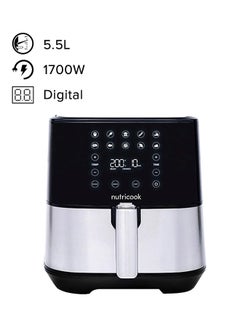 Buy Air Fryer 2 Led One Touch Screen With 10 Presets Preheat Celsius To Fahrenheit Conversion Auto Shut Off And Shake Reminder 5.5 L 1700 W AF205 Stainless Steel in UAE