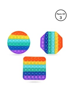 Buy 3-Piece Simple Dimple Push Pop Bubble Sensory Stress Relief Fidget Squishy Toy Set ‎12 x 12 x 1.5cm in UAE