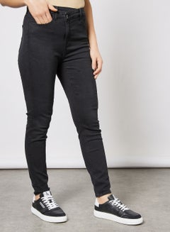 Buy High Rise Super Skinny Ankle Jeans Black in UAE