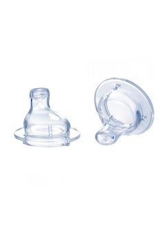 Buy Soft Silicone Variable Flow Spout Wide Neck Nipple, Pack of 2 - Clear in UAE
