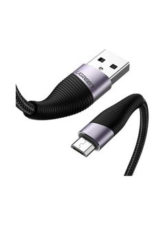 اشتري كابل شحن من USB2.0 إلى مايكرو USB للشحن السريع بتيار 2.4 أمبير متوافق مع جالاكسي S7 S6 ونوت وإل جي ونيكسوس ونوكيا وبلايستيشن 4، وذراع تحكم - بطول  مترين أسود في الامارات