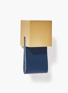 Buy Colourful Brass Leather Square Drawer Knob Dark Blue/Brass 26 x 53 x 20mm in Saudi Arabia