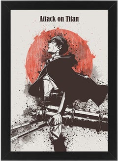 Buy Attack On Titan Eren Yeager Digital Wall Art Poster Frame Black 21x30cm in Saudi Arabia