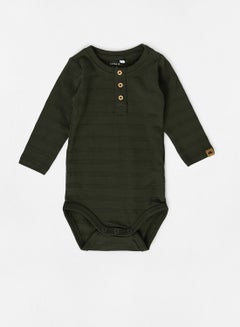 Buy Baby Boys Tonal Stripes Bodysuit Green in Saudi Arabia