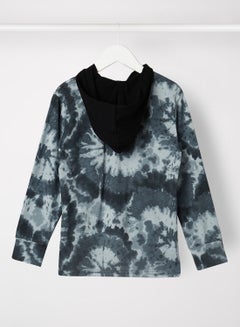 Buy Tie Dye Detail Hoodie Gray Steel in UAE