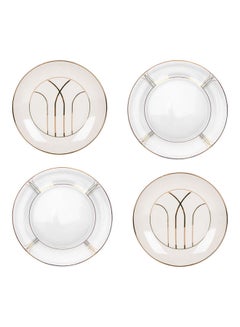 Buy 4-Piece Dessert Plate White/Gold 8inch in Saudi Arabia