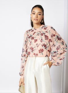 Buy Floral Print Top Light Pink in UAE