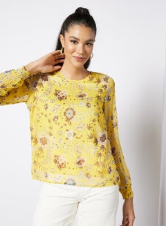 Buy Floral Print Blouse Yellow in UAE