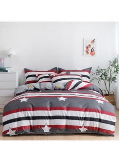 Buy 6-Piece Duvet Cover Set Microfiber Multicolour Duvet Cover - 200x230, Flat Sheet - 220x280, Pillow Cover - 48x74cm in UAE