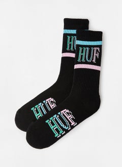 Buy Unisex 8-BIT Crew Socks Black in UAE