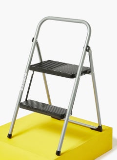 Buy Foldable Step Ladder Non Skid Top Steel Frame Durable And Sturdy Space Saver For Home Office And Restaurants Black/Grey 43 x 47 x 72cm in Saudi Arabia