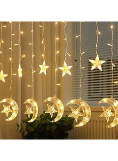 اشتري Crescent Moon Star Curtain LED Fairy Lights Yellow 2.5meter في الامارات
