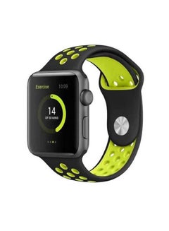 Buy Breathable Silicone Sports Replacement Band for Apple Watch Series 4/5/6/7/SE 42/44/45mm Black / Volt in UAE