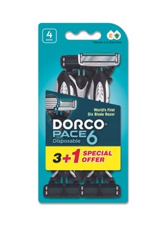 Buy Set od 3+1 - Pace6 Disposable Razor Blue in UAE