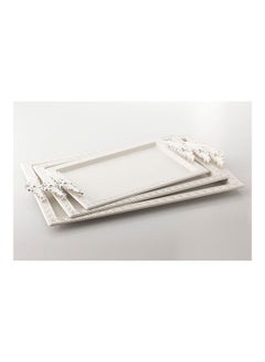 Buy 3-Piece Tray Set White 49x34x3cm in Saudi Arabia