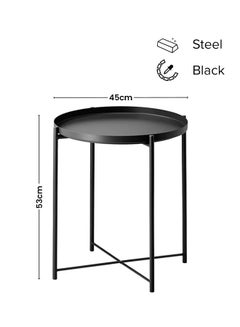 Buy Round Steel Table Black 45x53x45cm in Saudi Arabia