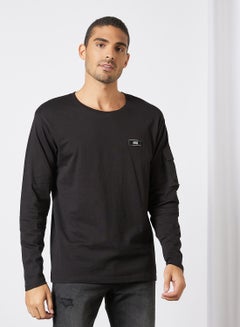 Buy Long Sleeve Crew Neck T-Shirt Black in Saudi Arabia