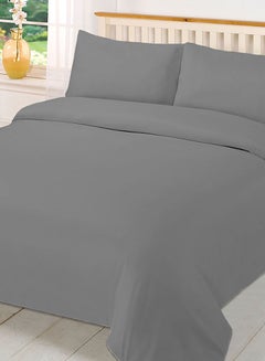 اشتري Duvet Cover Set- With 1 Duvet Cover 260X220 Cm And 2 Pillow Cover 50X75 Cm - For Super King Size Mattress - Grey 100% Organic Cotton 220 Thread Count Grey Super King في الامارات