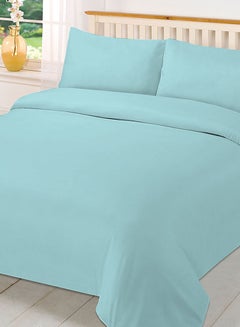 اشتري Duvet Cover Set- With 1 Duvet Cover 160X200 Cm And 2 Pillow Cover 50X75 Cm - For Queen Size Mattress -Light Blue 100% Organic Cotton 220 Thread Count Light Blue Queen في الامارات