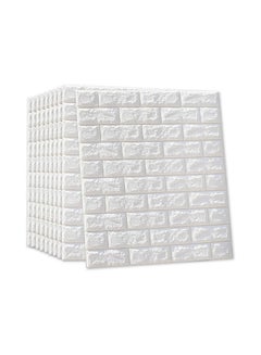 Buy 10-Piece 3D Brick Pattern Decorative Adhesive  Wallpaper Set White 77x70cm in UAE
