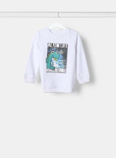 Buy Boys Sweatshirt White/Green in UAE