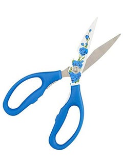 Buy Stainless Steel Kitchen Scissors With Roses Print Blue in Egypt