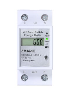 Buy Wifi Smart Real Time Electricity Meter White 9x4x8cm in Saudi Arabia