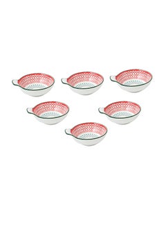 Buy 6-Piece Hand-Painted Saucer With Handle Red 11.2x9.5x4cm in UAE