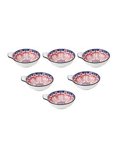 Buy 6-Piece Hand-Painted Saucer With Handle Red/Blue 11.2x9.5x4cm in UAE