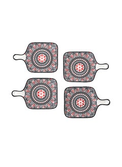 Buy 4-Piece Hand-Painted Plate Black 22.8x14.5x3.2cm in UAE