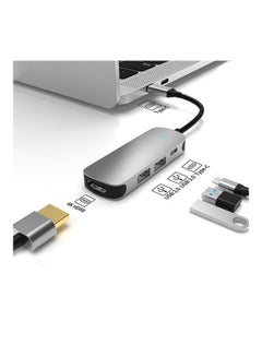 اشتري محول 4 في 1 من منفذ 3.0 Type-C USB-C إلى محول فيديو 4K متوافق مع HDMI لجهاز ماك بوك . رمادي في الامارات