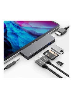 Buy 7 in 1 USB Type C Hub Grey in Saudi Arabia