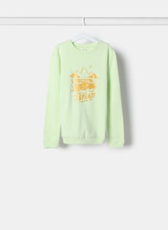 اشتري Long Sleeve Round Neck Sweatshirt Light Green في الامارات