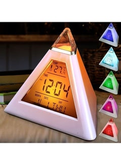 Buy LED Colourful Digital Temperature Alarm Clock White 10cm in Saudi Arabia