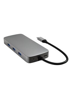 Buy 10-in-1 USB Hub Type C Adapter With 4K HDMI Port Grey in Egypt